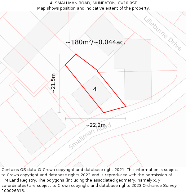 4, SMALLMAN ROAD, NUNEATON, CV10 9SF: Plot and title map