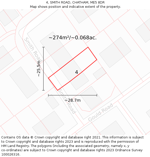 4, SMITH ROAD, CHATHAM, ME5 8DR: Plot and title map