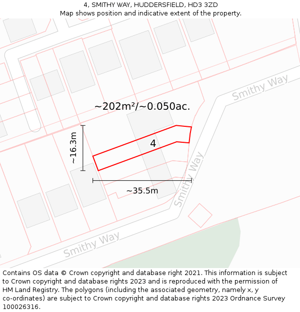 4, SMITHY WAY, HUDDERSFIELD, HD3 3ZD: Plot and title map