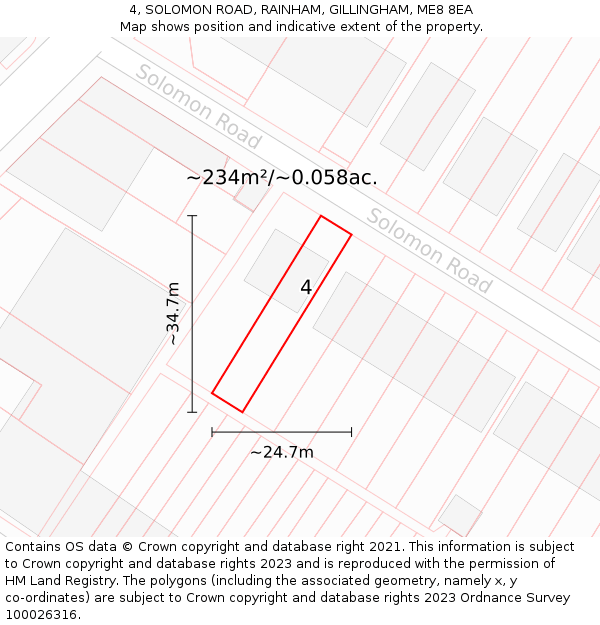 4, SOLOMON ROAD, RAINHAM, GILLINGHAM, ME8 8EA: Plot and title map