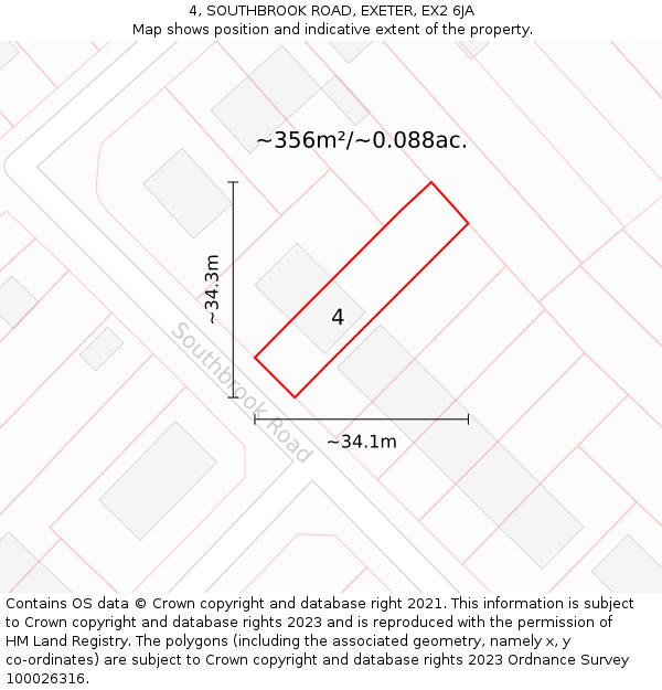 4, SOUTHBROOK ROAD, EXETER, EX2 6JA: Plot and title map