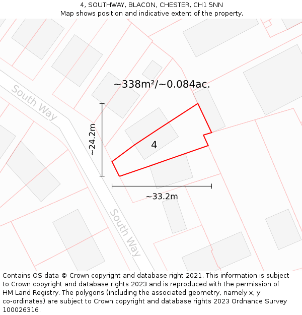 4, SOUTHWAY, BLACON, CHESTER, CH1 5NN: Plot and title map