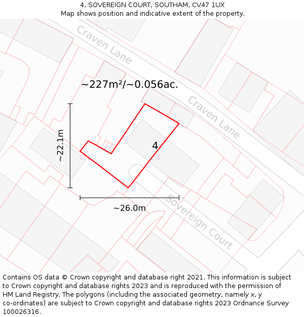 4, SOVEREIGN COURT, SOUTHAM, CV47 1UX: Plot and title map