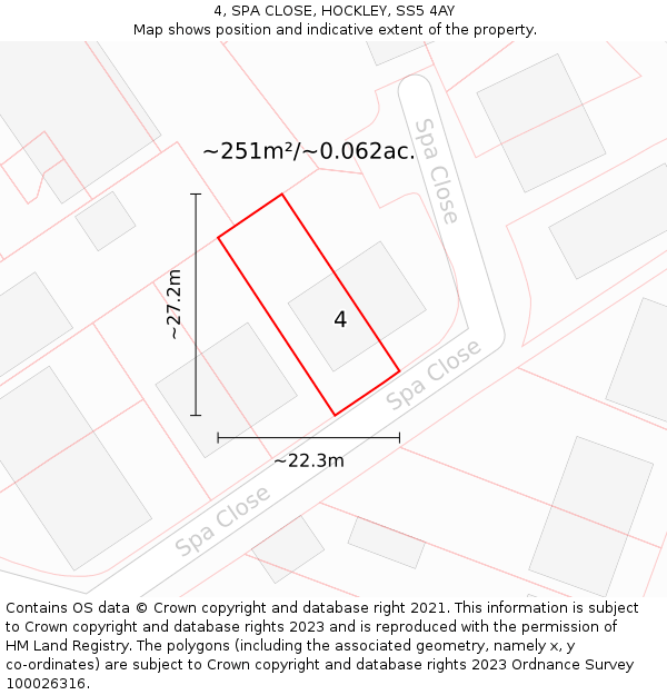 4, SPA CLOSE, HOCKLEY, SS5 4AY: Plot and title map
