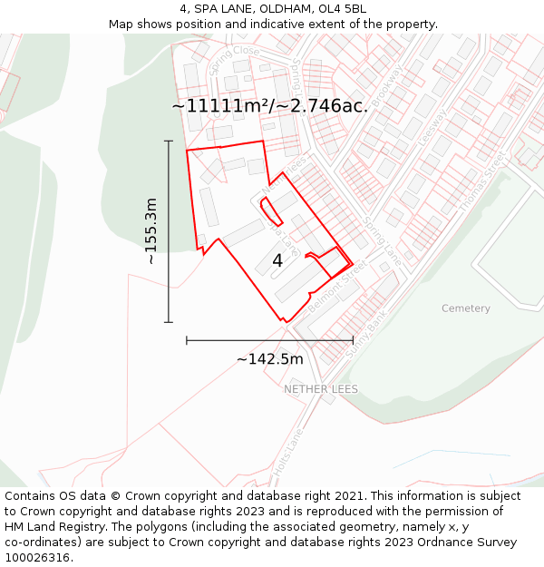 4, SPA LANE, OLDHAM, OL4 5BL: Plot and title map