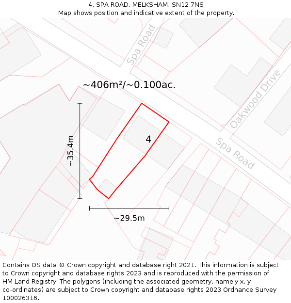 4, SPA ROAD, MELKSHAM, SN12 7NS: Plot and title map