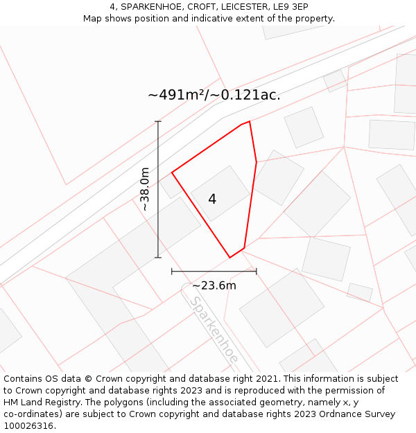 4, SPARKENHOE, CROFT, LEICESTER, LE9 3EP: Plot and title map
