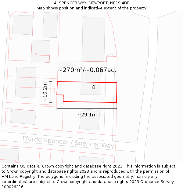 4, SPENCER WAY, NEWPORT, NP19 4BB: Plot and title map