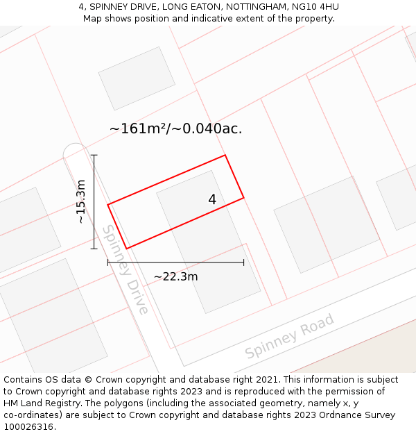 4, SPINNEY DRIVE, LONG EATON, NOTTINGHAM, NG10 4HU: Plot and title map