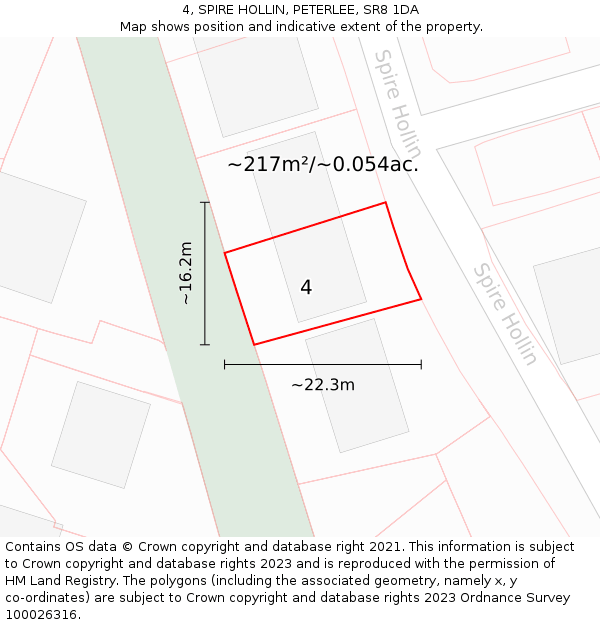 4, SPIRE HOLLIN, PETERLEE, SR8 1DA: Plot and title map