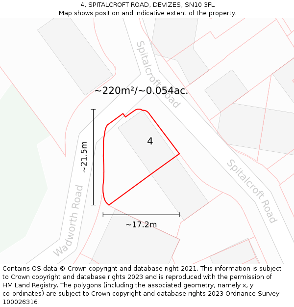 4, SPITALCROFT ROAD, DEVIZES, SN10 3FL: Plot and title map