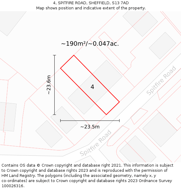 4, SPITFIRE ROAD, SHEFFIELD, S13 7AD: Plot and title map