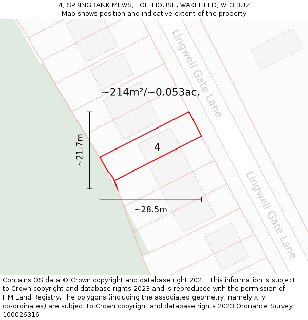 4, SPRINGBANK MEWS, LOFTHOUSE, WAKEFIELD, WF3 3UZ: Plot and title map