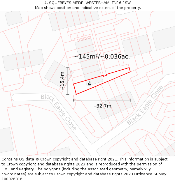4, SQUERRYES MEDE, WESTERHAM, TN16 1SW: Plot and title map