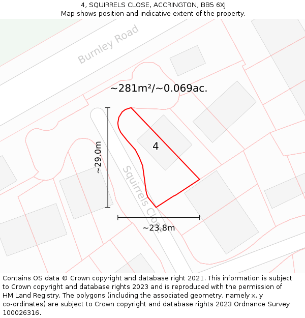 4, SQUIRRELS CLOSE, ACCRINGTON, BB5 6XJ: Plot and title map