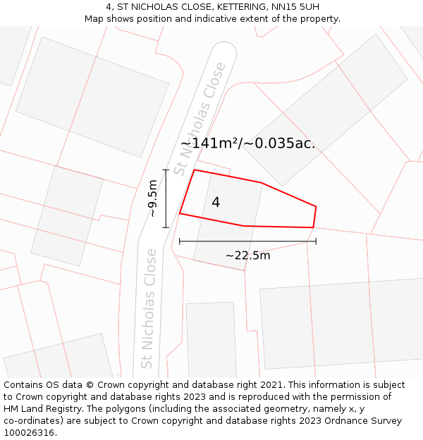 4, ST NICHOLAS CLOSE, KETTERING, NN15 5UH: Plot and title map