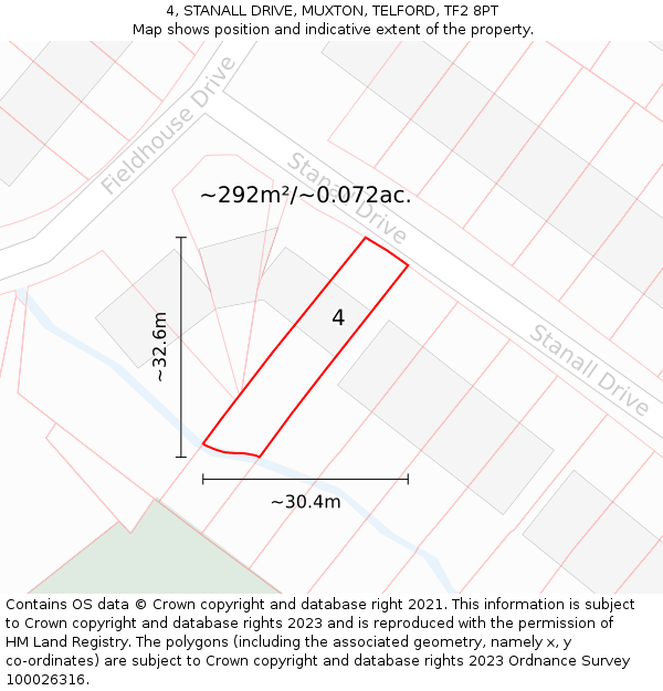 4, STANALL DRIVE, MUXTON, TELFORD, TF2 8PT: Plot and title map