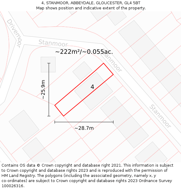 4, STANMOOR, ABBEYDALE, GLOUCESTER, GL4 5BT: Plot and title map