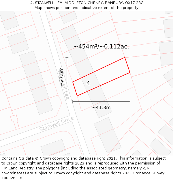4, STANWELL LEA, MIDDLETON CHENEY, BANBURY, OX17 2RG: Plot and title map