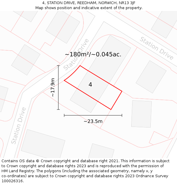 4, STATION DRIVE, REEDHAM, NORWICH, NR13 3JF: Plot and title map