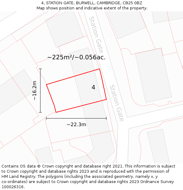 4, STATION GATE, BURWELL, CAMBRIDGE, CB25 0BZ: Plot and title map