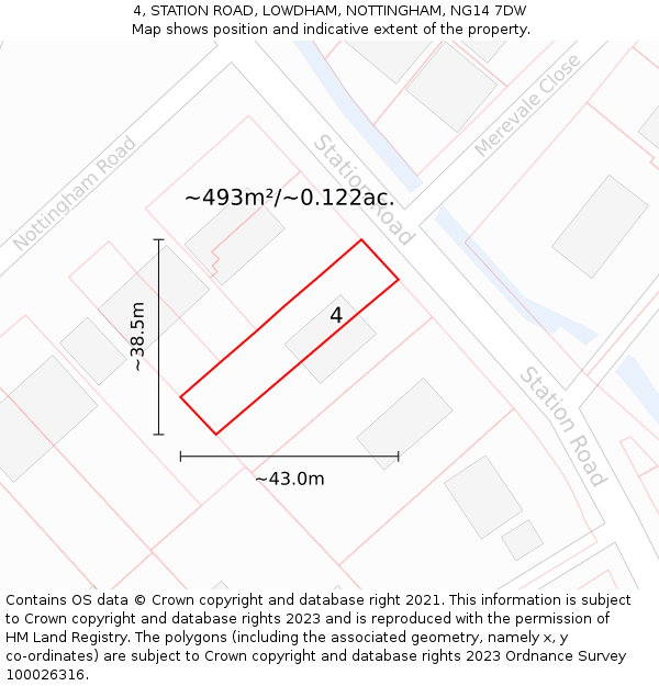 4, STATION ROAD, LOWDHAM, NOTTINGHAM, NG14 7DW: Plot and title map