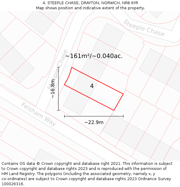 4, STEEPLE CHASE, DRAYTON, NORWICH, NR8 6YR: Plot and title map
