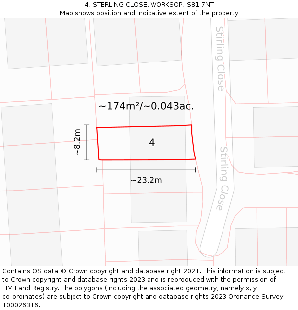 4, STERLING CLOSE, WORKSOP, S81 7NT: Plot and title map