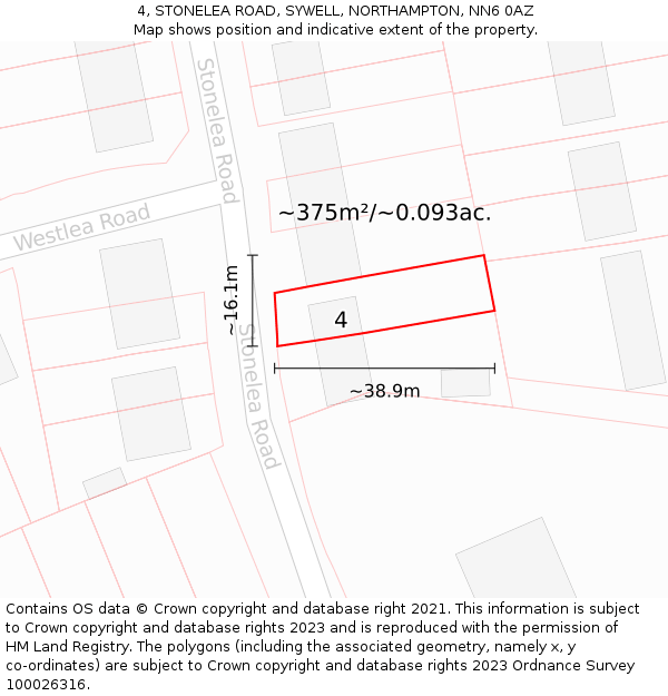4, STONELEA ROAD, SYWELL, NORTHAMPTON, NN6 0AZ: Plot and title map