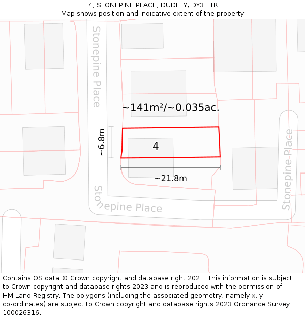 4, STONEPINE PLACE, DUDLEY, DY3 1TR: Plot and title map