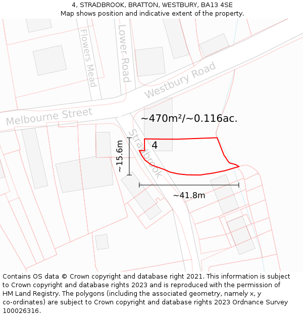 4, STRADBROOK, BRATTON, WESTBURY, BA13 4SE: Plot and title map