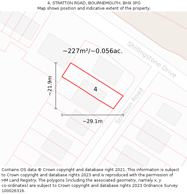 4, STRATTON ROAD, BOURNEMOUTH, BH9 3PG: Plot and title map