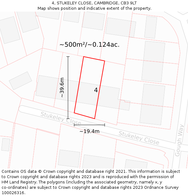 4, STUKELEY CLOSE, CAMBRIDGE, CB3 9LT: Plot and title map