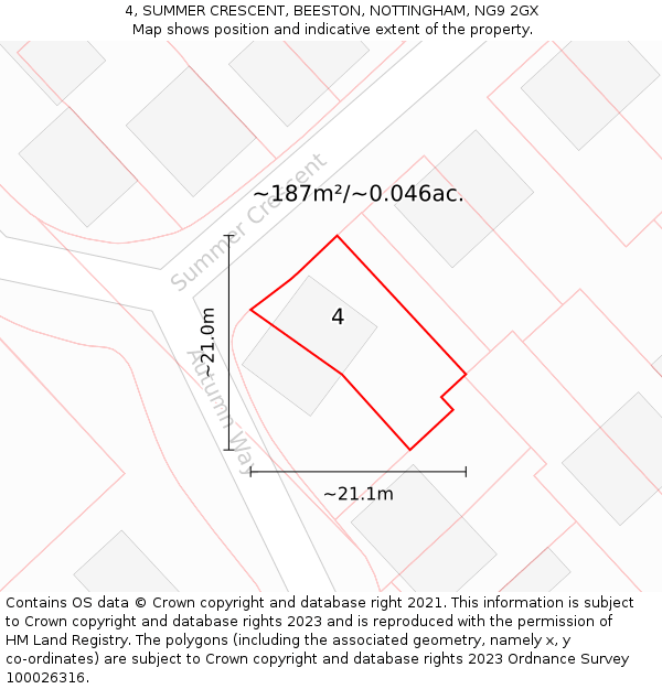 4, SUMMER CRESCENT, BEESTON, NOTTINGHAM, NG9 2GX: Plot and title map