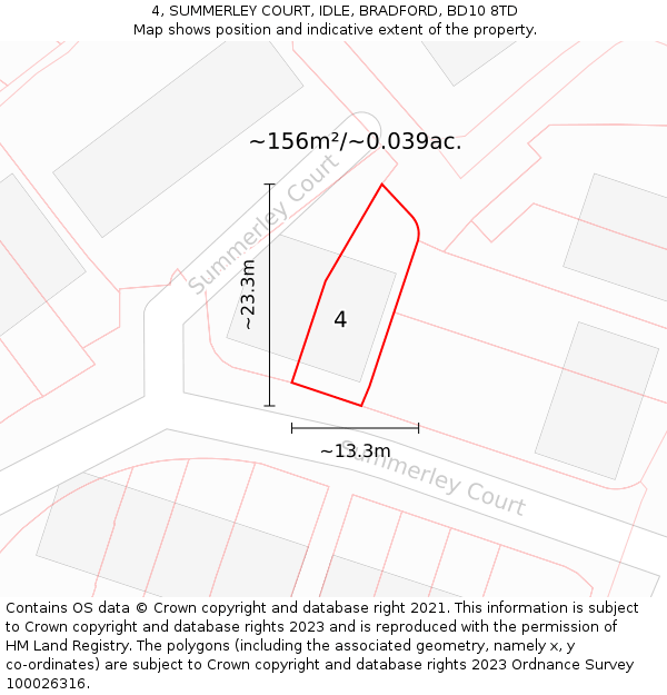 4, SUMMERLEY COURT, IDLE, BRADFORD, BD10 8TD: Plot and title map