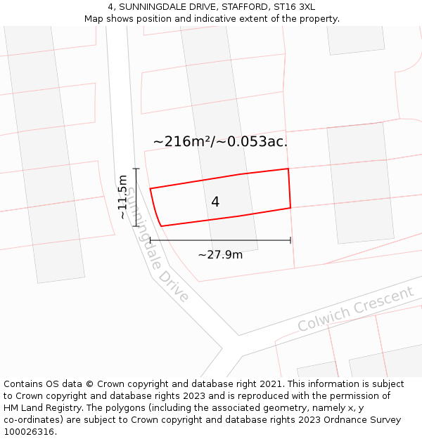 4, SUNNINGDALE DRIVE, STAFFORD, ST16 3XL: Plot and title map
