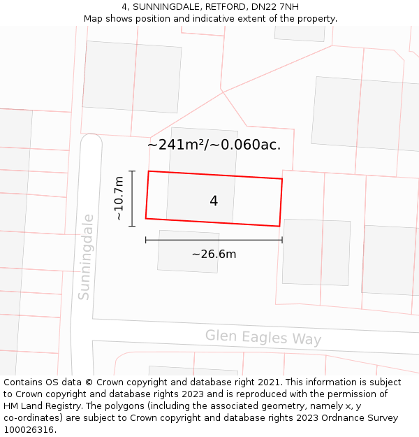 4, SUNNINGDALE, RETFORD, DN22 7NH: Plot and title map