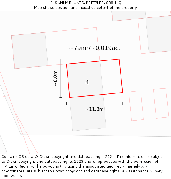 4, SUNNY BLUNTS, PETERLEE, SR8 1LQ: Plot and title map