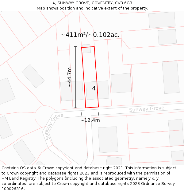 4, SUNWAY GROVE, COVENTRY, CV3 6GR: Plot and title map