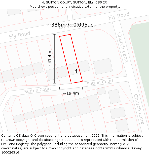 4, SUTTON COURT, SUTTON, ELY, CB6 2RJ: Plot and title map