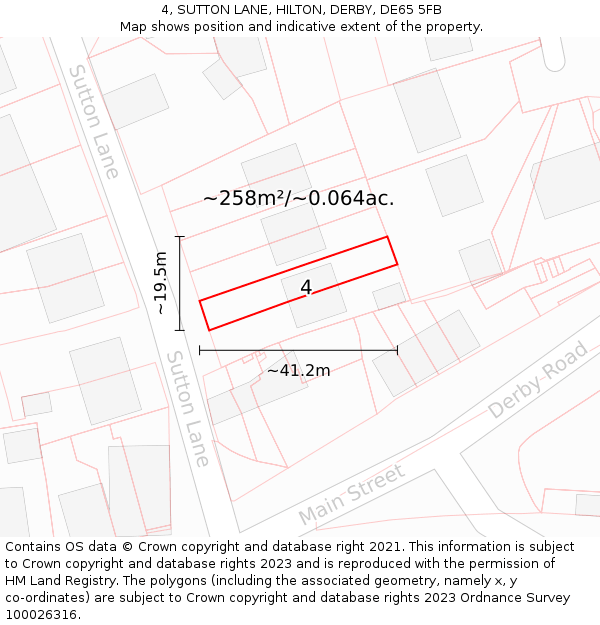 4, SUTTON LANE, HILTON, DERBY, DE65 5FB: Plot and title map