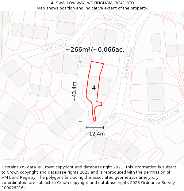 4, SWALLOW WAY, WOKINGHAM, RG41 3TQ: Plot and title map