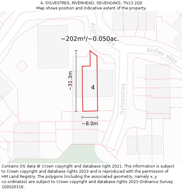 4, SYLVESTRES, RIVERHEAD, SEVENOAKS, TN13 2QX: Plot and title map