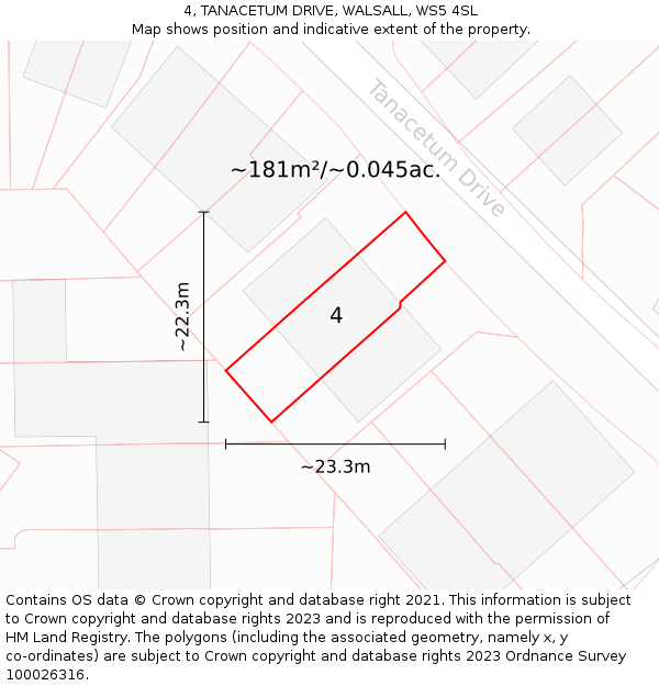 4, TANACETUM DRIVE, WALSALL, WS5 4SL: Plot and title map