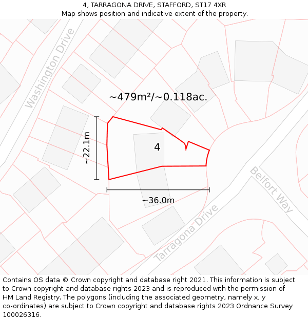 4, TARRAGONA DRIVE, STAFFORD, ST17 4XR: Plot and title map