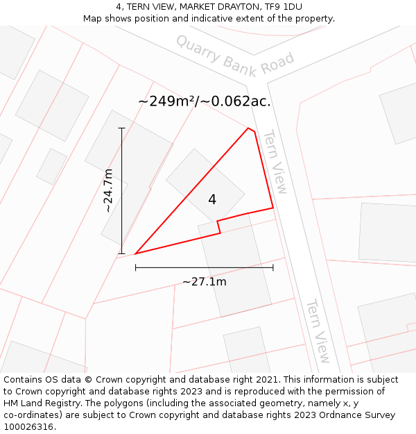4, TERN VIEW, MARKET DRAYTON, TF9 1DU: Plot and title map