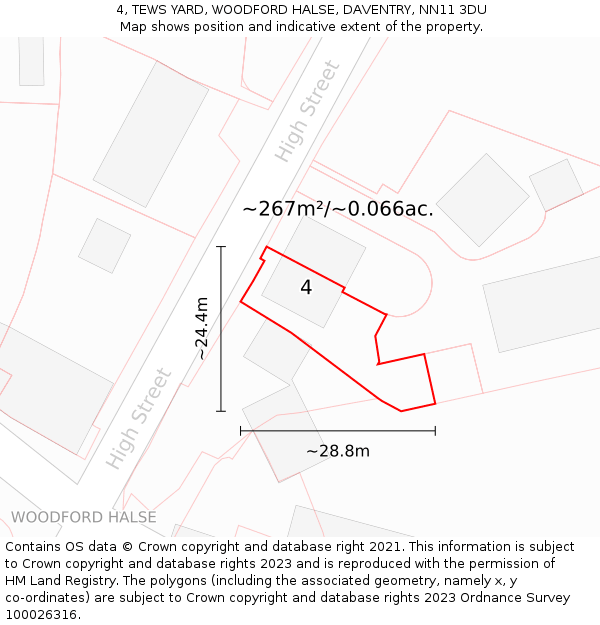 4, TEWS YARD, WOODFORD HALSE, DAVENTRY, NN11 3DU: Plot and title map