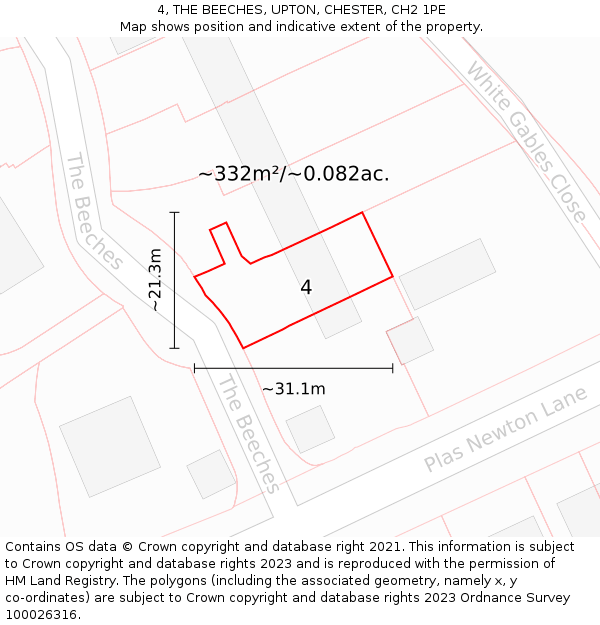 4, THE BEECHES, UPTON, CHESTER, CH2 1PE: Plot and title map