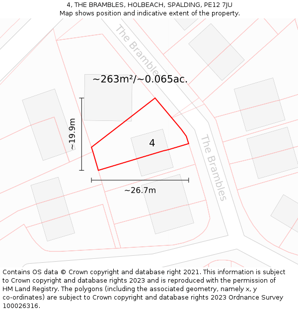 4, THE BRAMBLES, HOLBEACH, SPALDING, PE12 7JU: Plot and title map