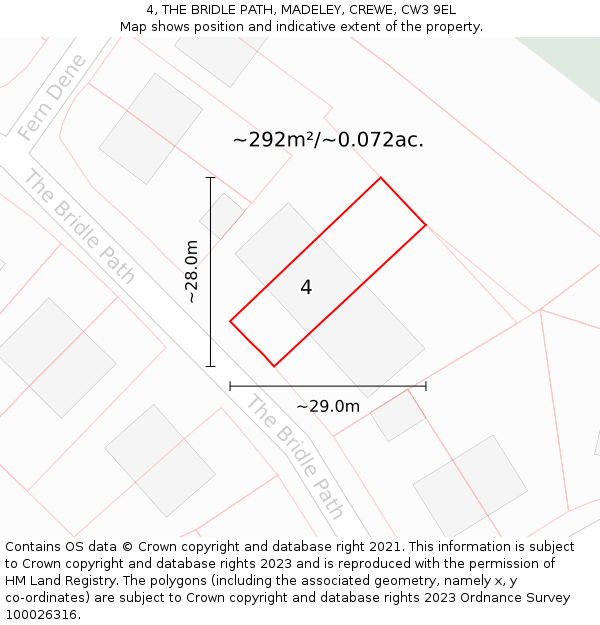 4, THE BRIDLE PATH, MADELEY, CREWE, CW3 9EL: Plot and title map